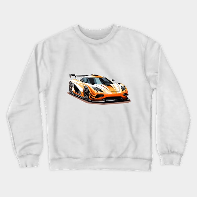 Koenigsegg Orange Cartoon Print Crewneck Sweatshirt by SynchroDesign